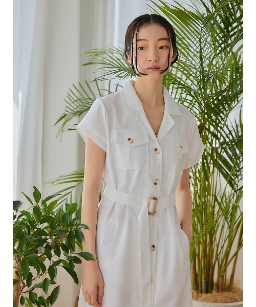 Ayla(アイラ)の「belt set shirt dress(ドレス・レディース・アイボリー/ベージュ・FREE)」の3枚目の写真
