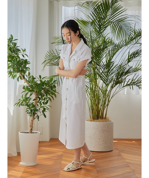 Ayla(アイラ)の「belt set shirt dress(ドレス・レディース・アイボリー/ベージュ・FREE)」の5枚目の写真