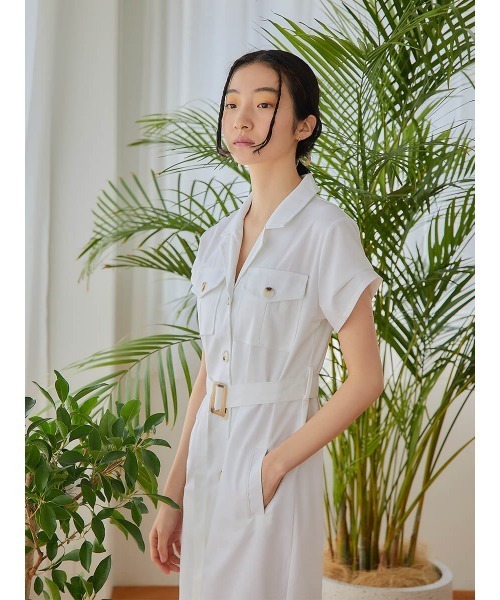 Ayla(アイラ)の「belt set shirt dress(ドレス・レディース・アイボリー/ベージュ・FREE)」の8枚目の写真