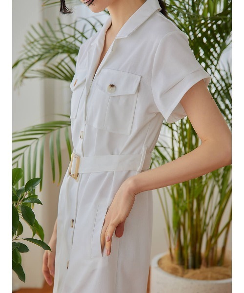 Ayla(アイラ)の「belt set shirt dress(ドレス・レディース・アイボリー/ベージュ・FREE)」の9枚目の写真