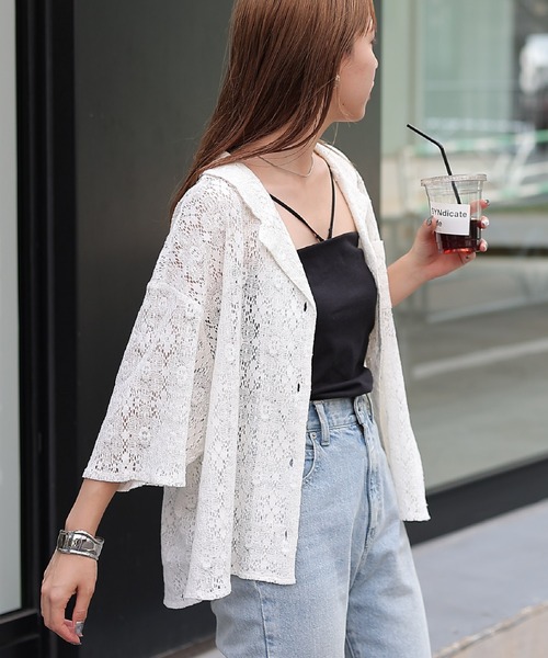 COLONY 2139（コロニートゥーワンスリーナイン）の「WEB・一部店舗限定 / クロシェレースオープンカラーシャツ（シャツ/ブラウス・レディース・オフホワイト/ブラック・FREE）」の8枚目の写真