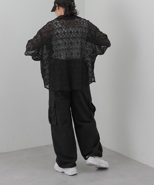 COLONY 2139（コロニートゥーワンスリーナイン）の「WEB・一部店舗限定 / クロシェレースオープンカラーシャツ（シャツ/ブラウス・レディース・オフホワイト/ブラック・FREE）」の3枚目の写真