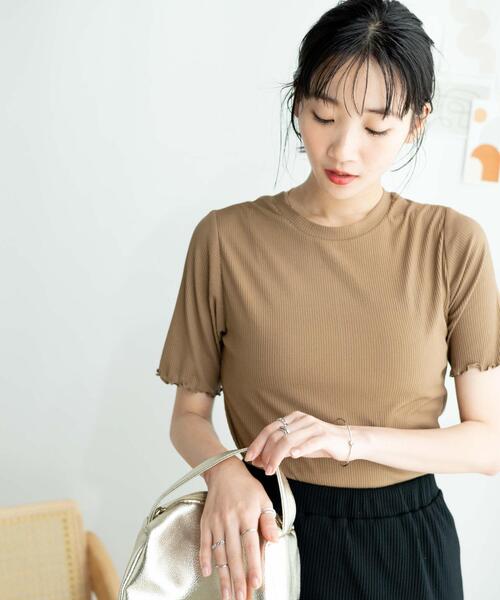 WEGO(ウィゴー)の「WEGO/【一部店限定】ソフトタッチカラーリブT(Tシャツ/カットソー・レディース・ブラック/ホワイト/ブラウン/グリーン・FREE)」の1枚目の写真