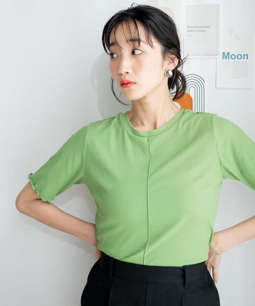 WEGO(ウィゴー)の「WEGO/【一部店限定】ソフトタッチカラーリブT(Tシャツ/カットソー・レディース・ブラック/ホワイト/ブラウン/グリーン・FREE)」の4枚目の写真