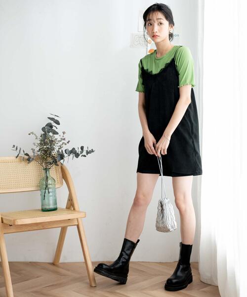 WEGO(ウィゴー)の「WEGO/【一部店限定】ソフトタッチカラーリブT(Tシャツ/カットソー・レディース・ブラック/ホワイト/ブラウン/グリーン・FREE)」の5枚目の写真