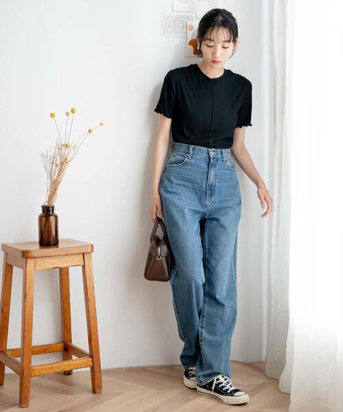 WEGO(ウィゴー)の「WEGO/【一部店限定】ソフトタッチカラーリブT(Tシャツ/カットソー・レディース・ブラック/ホワイト/ブラウン/グリーン・FREE)」の14枚目の写真