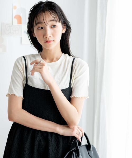 WEGO(ウィゴー)の「WEGO/【一部店限定】ソフトタッチカラーリブT(Tシャツ/カットソー・レディース・ブラック/ホワイト/ブラウン/グリーン・FREE)」の10枚目の写真