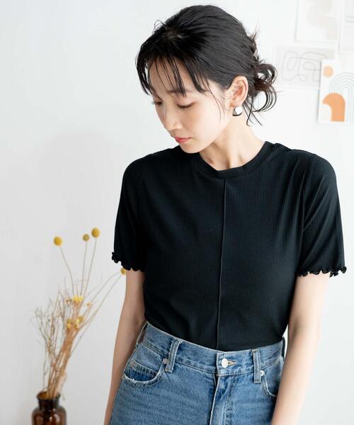 WEGO(ウィゴー)の「WEGO/【一部店限定】ソフトタッチカラーリブT(Tシャツ/カットソー・レディース・ブラック/ホワイト/ブラウン/グリーン・FREE)」の6枚目の写真