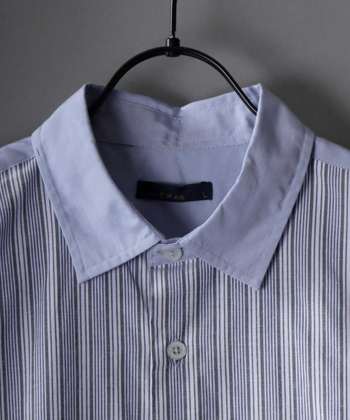 SITRY(シトリー)の「broadcloth switching stripe shirt/ブロード 切り替え ストライプ シャツ(シャツ/ブラウス・メンズ・ホワイト/サックスブルー・M/L/LL)」の3枚目の写真