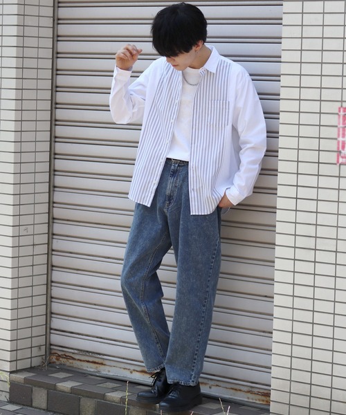 SITRY(シトリー)の「broadcloth switching stripe shirt/ブロード 切り替え ストライプ シャツ(シャツ/ブラウス・メンズ・ホワイト/サックスブルー・M/L/LL)」の16枚目の写真