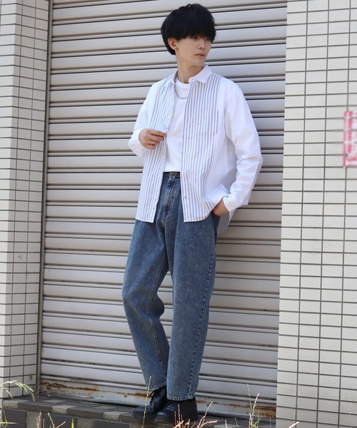 SITRY(シトリー)の「broadcloth switching stripe shirt/ブロード 切り替え ストライプ シャツ(シャツ/ブラウス・メンズ・ホワイト/サックスブルー・M/L/LL)」の17枚目の写真