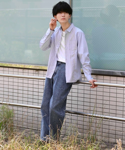 SITRY(シトリー)の「broadcloth switching stripe shirt/ブロード 切り替え ストライプ シャツ(シャツ/ブラウス・メンズ・ホワイト/サックスブルー・M/L/LL)」の20枚目の写真