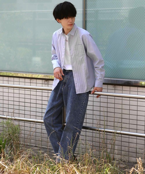 SITRY(シトリー)の「broadcloth switching stripe shirt/ブロード 切り替え ストライプ シャツ(シャツ/ブラウス・メンズ・ホワイト/サックスブルー・M/L/LL)」の21枚目の写真