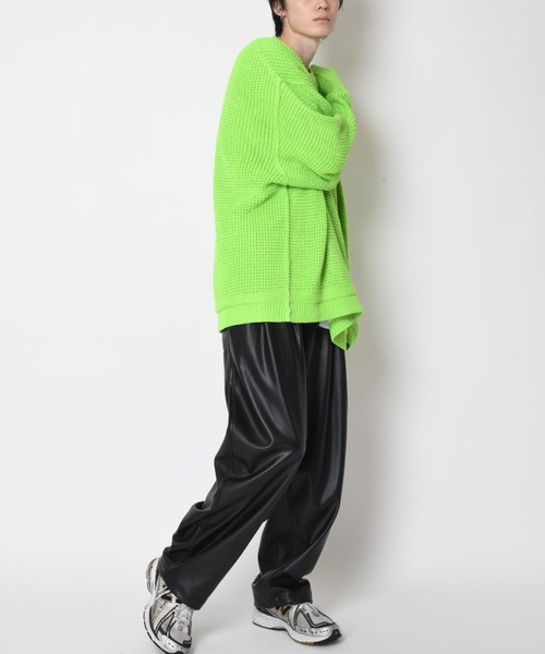 SUPERTHANKS(スーパーサンクス)の「オーバーサイズ クルーネック無地ニット(ユニセックス)honeycomb crew-neck knit(ニット/セーター・メンズ・グレー/ブラック/ライム/クリーム・M/L)」の8枚目の写真