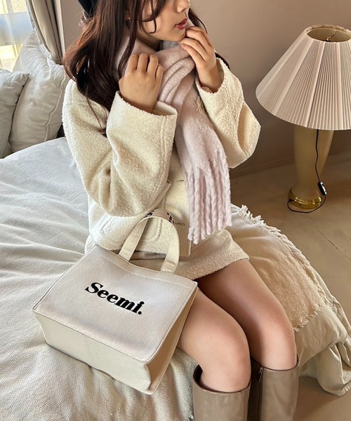 Seemi. byNICECLAUP（ シーミーバイナイスクラップ）の「Seemi.刺繍トートバッグ/ミニ（トートバッグ・レディース・ホワイト系/アイボリー/ブラック/ピンク/ブルー・FREE）」の21枚目の写真