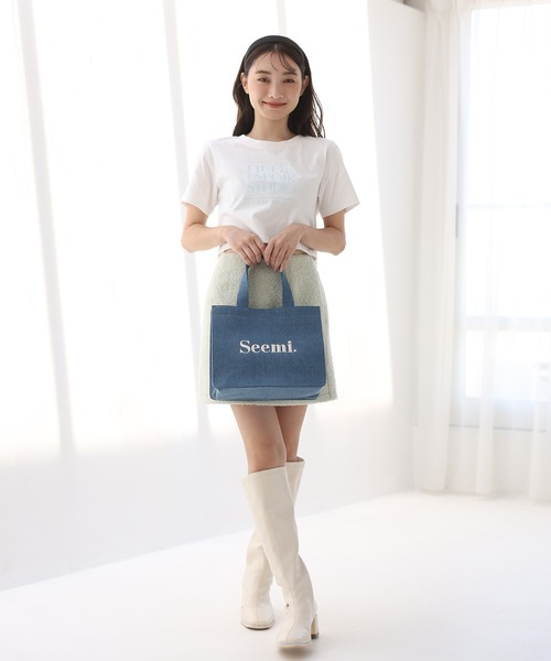 Seemi. byNICECLAUP（ シーミーバイナイスクラップ）の「Seemi.刺繍トートバッグ/ミニ（トートバッグ・レディース・ホワイト系/アイボリー/ブラック/ピンク/ブルー・FREE）」の13枚目の写真