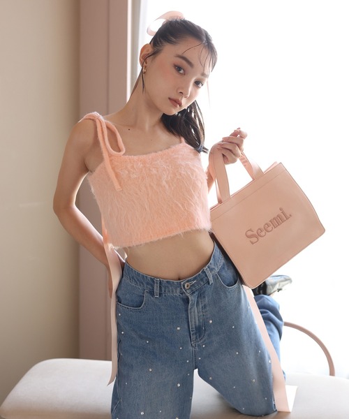 Seemi. byNICECLAUP（ シーミーバイナイスクラップ）の「Seemi.刺繍トートバッグ/ミニ（トートバッグ・レディース・ホワイト系/アイボリー/ブラック/ピンク/ブルー・FREE）」の16枚目の写真