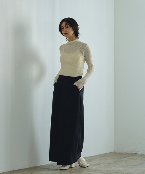 abor o-t-l(アボアオーティーエル)の「リンクルタートルネックトップス(Tシャツ/カットソー・レディース・クリーム/ブラック・FREE)」の10枚目の写真