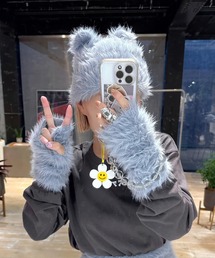 Alley by w closet | 【Alley / SETアイテム】くま耳ニット帽&アームウォーマー(ニットキャップ/ビーニー)