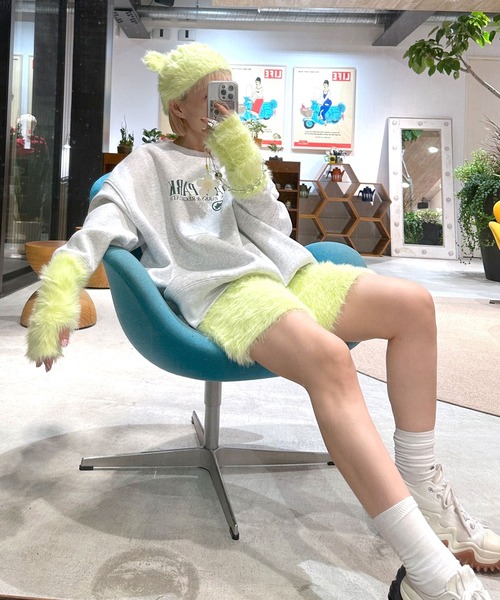 Alley by w closet（アリーバイダブルクローゼット）の「【Alley / SETアイテム】くま耳ニット帽&アームウォーマー（ニットキャップ/ビーニー・レディース・アイボリー/サックスブルー/イエロー・FREE）」の10枚目の写真