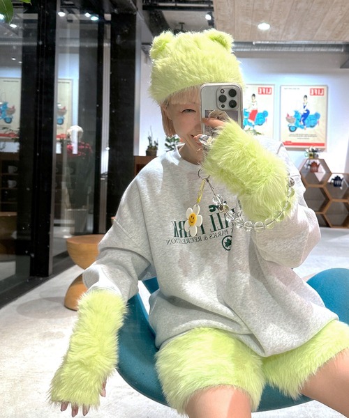 Alley by w closet（アリーバイダブルクローゼット）の「【Alley / SETアイテム】くま耳ニット帽&アームウォーマー（ニットキャップ/ビーニー・レディース・アイボリー/サックスブルー/イエロー・FREE）」の12枚目の写真