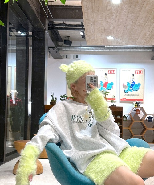 Alley by w closet（アリーバイダブルクローゼット）の「【Alley / SETアイテム】くま耳ニット帽&アームウォーマー（ニットキャップ/ビーニー・レディース・アイボリー/サックスブルー/イエロー・FREE）」の13枚目の写真