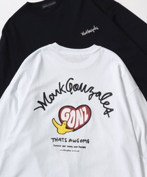 MARK GONZALES ARTWORK COLLECTION/マークゴンザレス 別注 オーバーサイズ ストリート バックプリント ワンポイント刺繍 ロングスリーブTシャツ/ロンT レディース メンズ