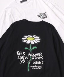 MARK GONZALES ARTWORK COLLECTION/マークゴンザレス 別注 オーバーサイズ ストリート バックプリント ワンポイント刺繍 ロングスリーブTシャツ/ロンT レディース メンズ