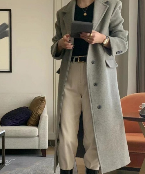 FREE STYLISTS（フリー スタイリスト）の「YUGA_YGMC 　ロングチェスターコート（チェスターコート・レディース・ブラック/ベージュ/ライトグレー・S/M）」の16枚目の写真