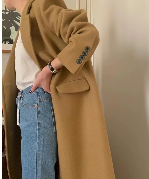 FREE STYLISTS（フリー スタイリスト）の「YUGA_YGMC 　ロングチェスターコート（チェスターコート・レディース・ブラック/ベージュ/ライトグレー・S/M）」の21枚目の写真