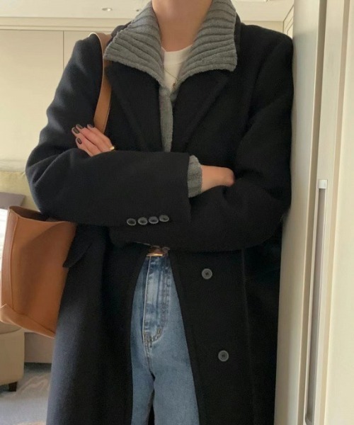 FREE STYLISTS（フリー スタイリスト）の「YUGA_YGMC 　ロングチェスターコート（チェスターコート・レディース・ブラック/ベージュ/ライトグレー・S/M）」の4枚目の写真