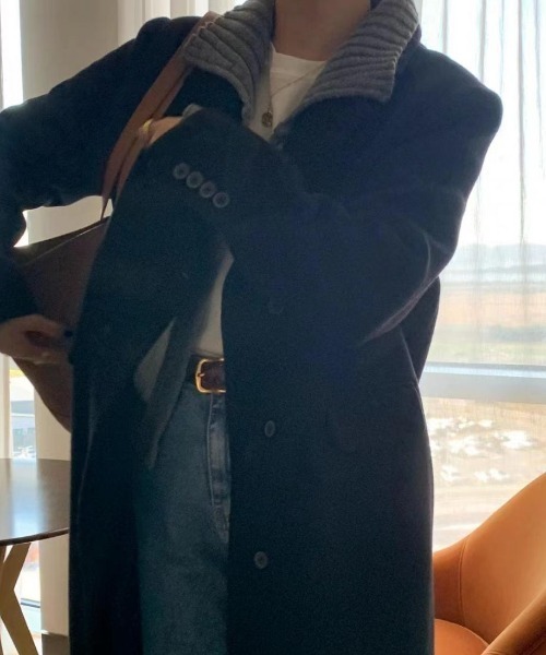 FREE STYLISTS（フリー スタイリスト）の「YUGA_YGMC 　ロングチェスターコート（チェスターコート・レディース・ブラック/ベージュ/ライトグレー・S/M）」の5枚目の写真