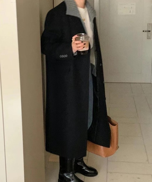 FREE STYLISTS（フリー スタイリスト）の「YUGA_YGMC 　ロングチェスターコート（チェスターコート・レディース・ブラック/ベージュ/ライトグレー・S/M）」の6枚目の写真