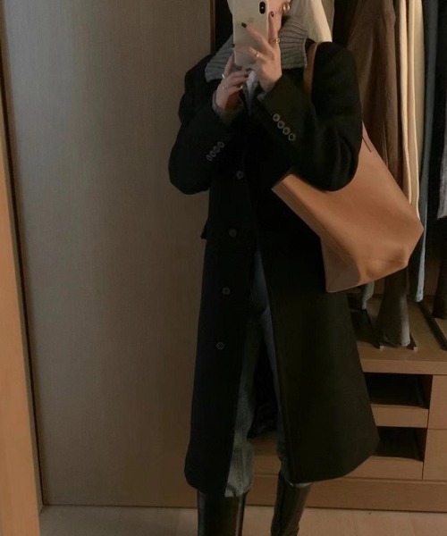 FREE STYLISTS（フリー スタイリスト）の「YUGA_YGMC 　ロングチェスターコート（チェスターコート・レディース・ブラック/ベージュ/ライトグレー・S/M）」の10枚目の写真
