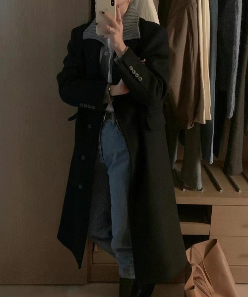 FREE STYLISTS（フリー スタイリスト）の「YUGA_YGMC 　ロングチェスターコート（チェスターコート・レディース・ブラック/ベージュ/ライトグレー・S/M）」の7枚目の写真