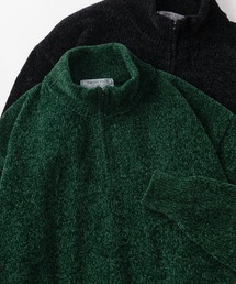 【もちとろニット】 ビッグシルエット ハーフジップ モールニット/ルームウェア