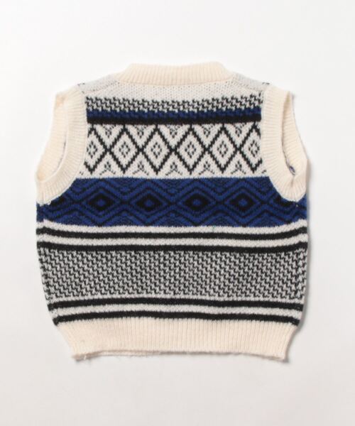 Bambin（ボンバン）の「【 Bambin / ボンバン 】 チロル ニット ベスト（ベスト・キッズ・ホワイト×ブルー・110/130/120/100）」の2枚目の写真