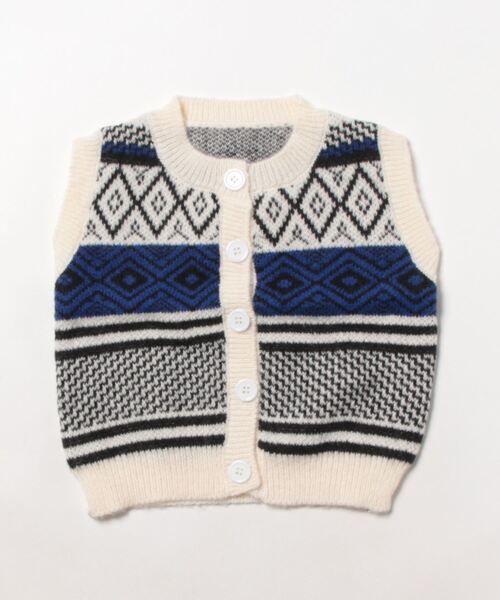 Bambin（ボンバン）の「【 Bambin / ボンバン 】 チロル ニット ベスト（ベスト・キッズ・ホワイト×ブルー・110/130/120/100）」の8枚目の写真