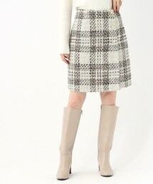 ◆セットアップ対応 チェックツイードミニスカート【洗濯機洗い可】