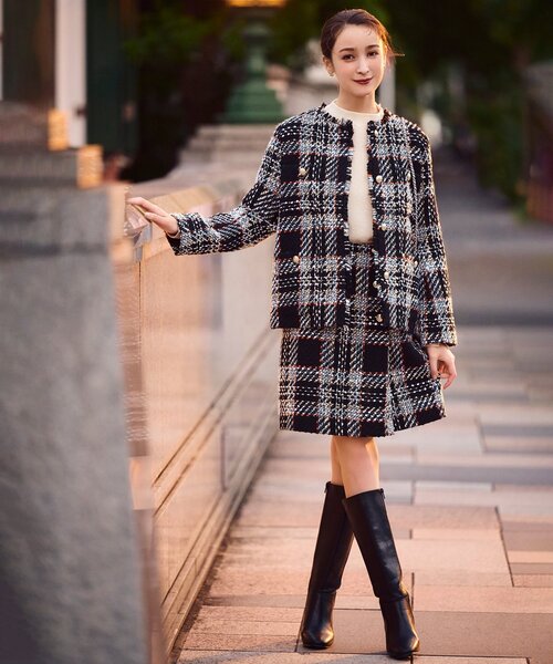 index(インデックス)の「◆セットアップ対応 チェックツイードミニスカート【洗濯機洗い可】(スカート・レディース・アイボリー系1/ブラック系1・36/38/40)」の4枚目の写真