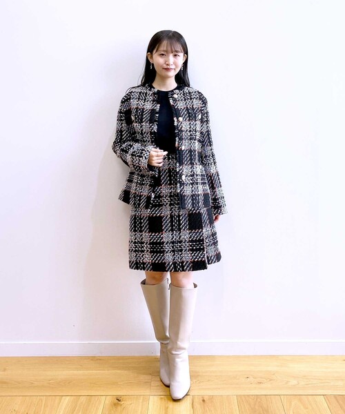 index(インデックス)の「◆セットアップ対応 チェックツイードミニスカート【洗濯機洗い可】(スカート・レディース・アイボリー系1/ブラック系1・36/38/40)」の5枚目の写真