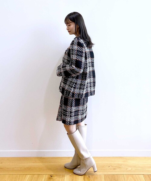 index(インデックス)の「◆セットアップ対応 チェックツイードミニスカート【洗濯機洗い可】(スカート・レディース・アイボリー系1/ブラック系1・36/38/40)」の7枚目の写真