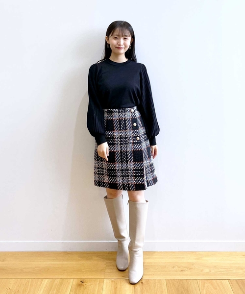 index(インデックス)の「◆セットアップ対応 チェックツイードミニスカート【洗濯機洗い可】(スカート・レディース・アイボリー系1/ブラック系1・36/38/40)」の8枚目の写真