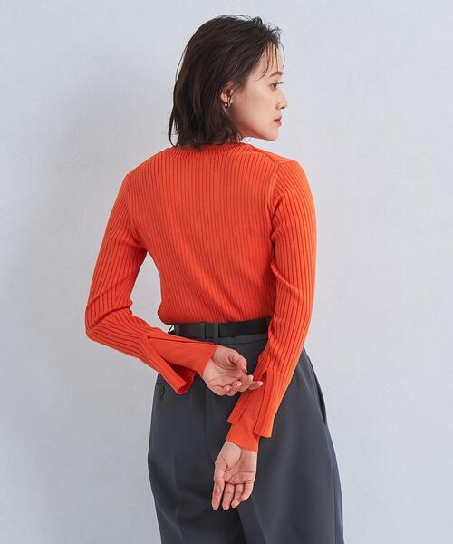 green label relaxing（グリーンレーベルリラクシング）の「スキニー クルーネック プルオーバー ニット -ウォッシャブル-（ニット/セーター・レディース・ホワイト/ブラック/オレンジ・FREE）」の4枚目の写真