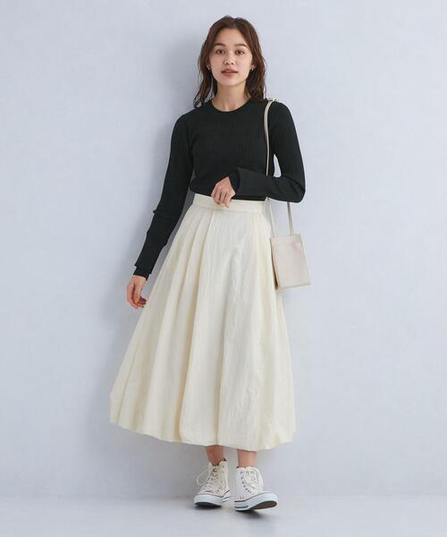 green label relaxing（グリーンレーベルリラクシング）の「スキニー クルーネック プルオーバー ニット -ウォッシャブル-（ニット/セーター・レディース・ホワイト/ブラック/オレンジ・FREE）」の7枚目の写真