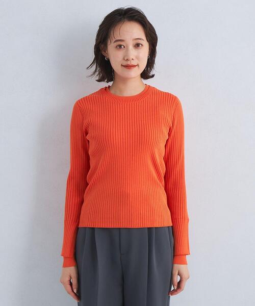 green label relaxing（グリーンレーベルリラクシング）の「スキニー クルーネック プルオーバー ニット -ウォッシャブル-（ニット/セーター・レディース・ホワイト/ブラック/オレンジ・FREE）」の8枚目の写真