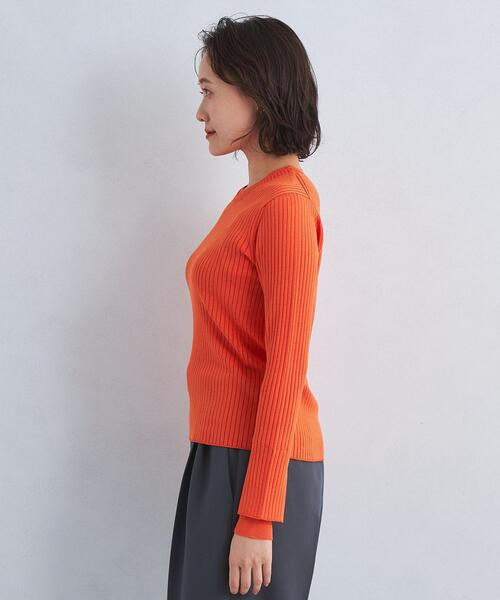 green label relaxing（グリーンレーベルリラクシング）の「スキニー クルーネック プルオーバー ニット -ウォッシャブル-（ニット/セーター・レディース・ホワイト/ブラック/オレンジ・FREE）」の9枚目の写真
