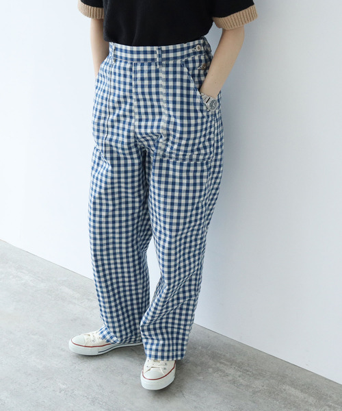 PAR ICI（パーリッシィ）の「ギンガム/ヒッコリー/ネップデニム ワークパンツ (セットアップ対応)（その他パンツ・レディース・グリーン/ネイビー/ブルー・FREE）」の3枚目の写真