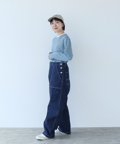 PAR ICI（パーリッシィ）の「ギンガム/ヒッコリー/ネップデニム ワークパンツ (セットアップ対応)（その他パンツ・レディース・グリーン/ネイビー/ブルー・FREE）」の8枚目の写真