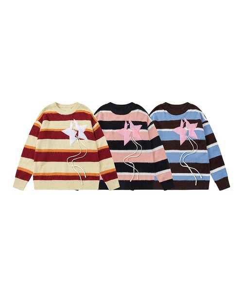 マルチボーダー星パッチニット（ニット/セーター）｜HOOK（フック）